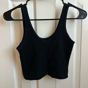 Black Ribbed Crop Top